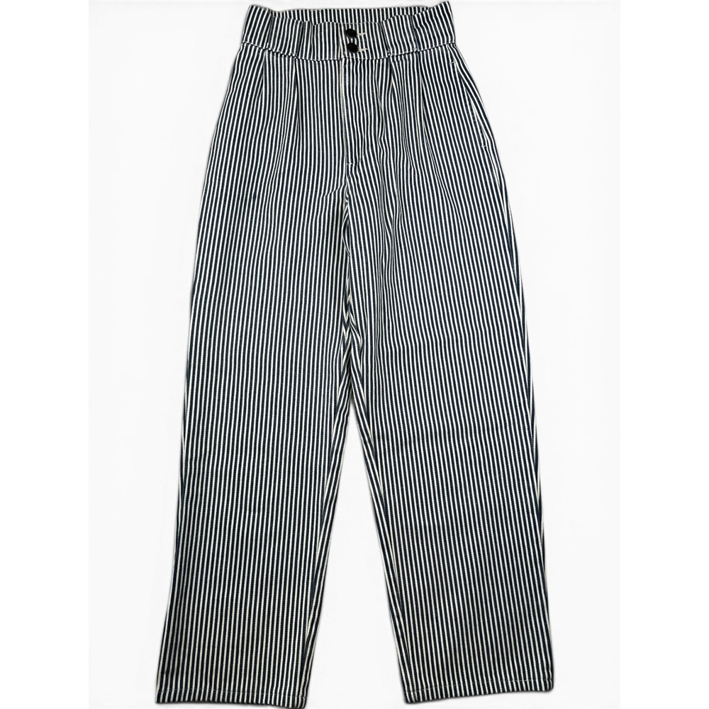Lucy & Yak Striped Crop Pants Wide Leg High Waist Size 26x30